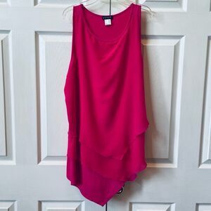VENUS Hot Pink Long Front Layered Tank Top S-XL